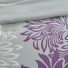 Purple Grey & White Floral Comforter Set AND Matching Sheet Set (Maible-Purple)