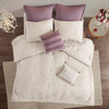 8pc Purple Floral Cotton Reversible Comforter Set AND Decorative Pillows (Elise-Purple)