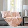 Blush Pink Ruched Faux Fur Reversible Throw - 50" x 60" (Ruched-Blush)