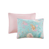 Aqua Blue & Pink Mermaids Reversible Coverlet Set AND Decorative Pillow (Darya-Aqua/Pink-cov)