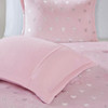 Pink & Silver Metallic Heart Design Comforter Set AND Decorative Pillow (Rosalie-Pink/Silver)