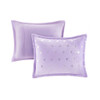 Purple & Silver Metallic Heart Design Comforter Set AND Decorative Pillow (Rosalie-Purple/Silver)