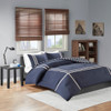 Navy Blue & Grey Reversible Buffalo Check Comforter AND Decorative Shams (Oxford-Navy)