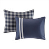 Navy Blue & Grey Reversible Buffalo Check Comforter AND Decorative Shams (Oxford-Navy)