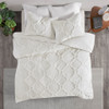  Pacey White 3 Piece Tufted Cotton Chenille Geometric Duvet Cover Set (Pacey -White-Duv)
