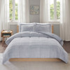 Grey Reversible Plush Microfiber Comforter AND Decorative Shams (Carson -Grey-Comf)