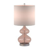 Set of 2 Pink Glass Table Lamps w/White Drum Shape Shade - 23"H (Ellipse -pink-Decor)