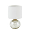 Silver & Gold Speckled Glass Base Table Lamp w/White Drum Shape Shade (Saxony-Silver-Lamp)