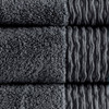  Breeze Charcoal Blue Wavy Border Zero Twist Cotton Towel Set (Breeze -Charcoal-Towels)