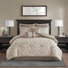 8pc Tan Textured Jacquard Comforter Set AND Decorative Pillows (Odette-tan)