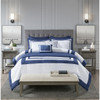 8pc Navy Blue & White Comforter AND Coverlet Set w/Decorative Pillows (Heritage 8 Piece -Blue-Comf)