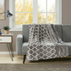 Oversized Heated Grey & White Ogee Design Throw w/Settings - 60x70" (675716640170)
