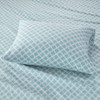 Aqua Blue & White Geometric Design Flannel Cotton Printed Sheet Set (Cozy Flannel-Aqua Geo)