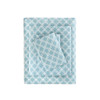 Aqua Blue & White Geometric Design Flannel Cotton Printed Sheet Set (Cozy Flannel-Aqua Geo)