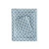 Blue & White Geometric Design Cotton Flannel Printed Sheet Set (Cozy Flannel-Blue Geo)