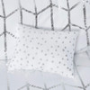 White & Metallic Silver Geometric Duvet Cover Set AND Decorative Pillows (Raina-White/Silver-duv)