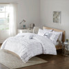 White & Metallic Silver Geometric Comforter Set AND Decorative Pillows (Raina-White)