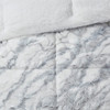 3pc Grey & Blue Marbled Pattern Faux Fur Comforter AND Decorative Shams (Lana-Grey/Blue-comf)