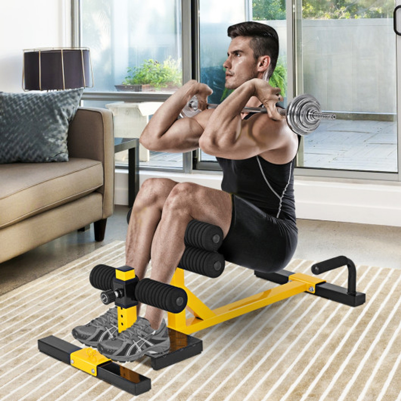 Sissy Squat Machine 8 in 1, Multifunctional Squat Machine Home Gym  Equipment for Leg Strength Training, Sit-Up, Push-Up & Plank, Black