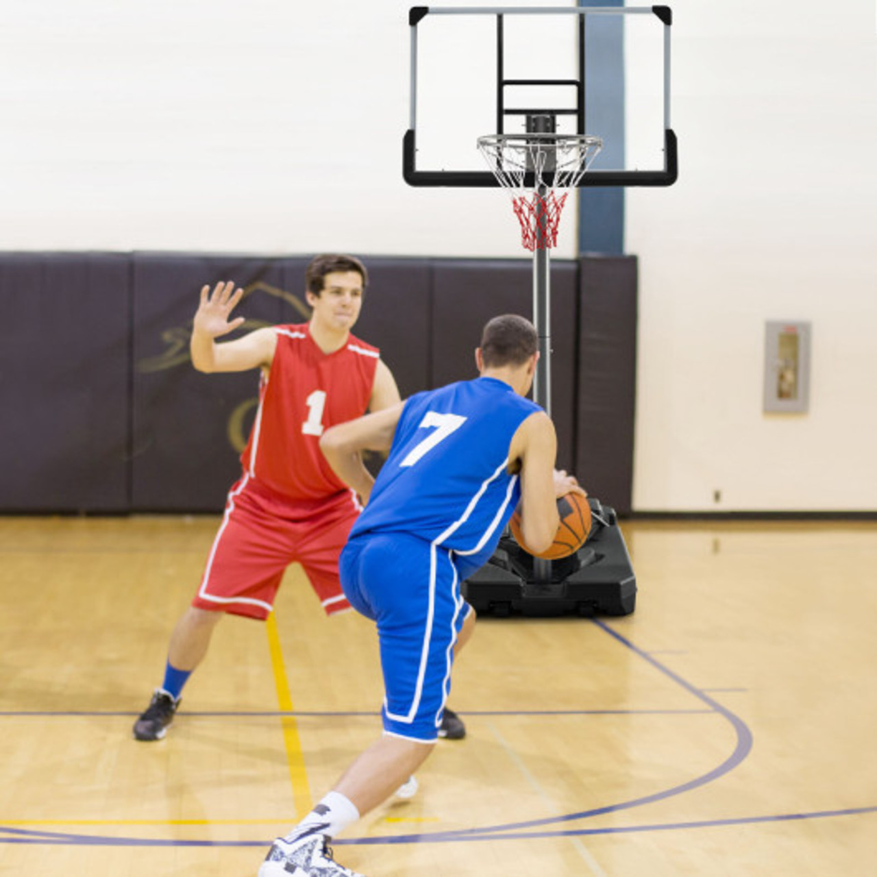 Basketball Hoop with 5.4-6.6FT Adjustable Height and 50 Inch