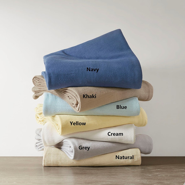 Navy Blue Classic Basketweave Cotton Year Round Blanket (Freshspun-Navy-Blanket) Navy Blue Classic Basketweave Cotton Year Round Blanket (Freshspun-Navy-Blanket)