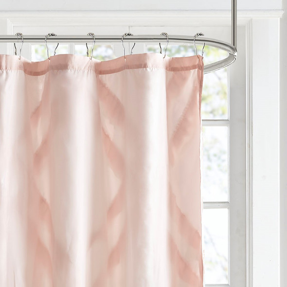 Kacie Tufted Blush Diamond Ruffle Shower Curtain (Kacie Tufted Blush-Shower)
