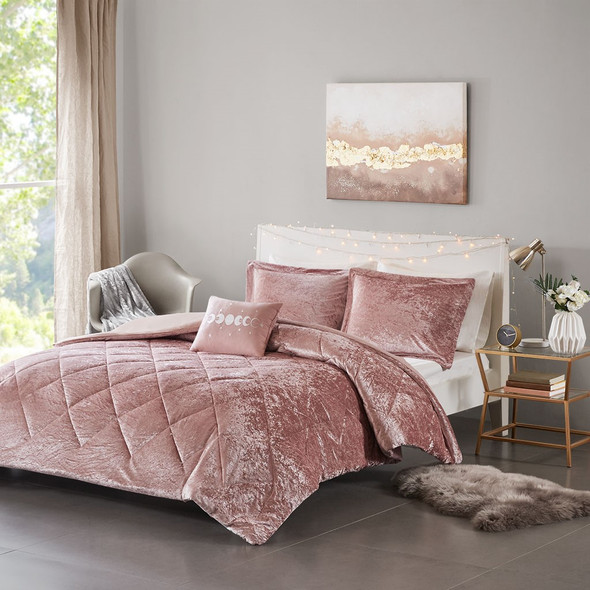 Blush Pink Lush Velvet Duvet Cover Set AND Decorative Pillow (Felicia -Blush-Duv)