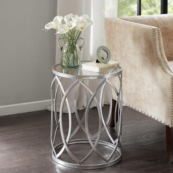 Arlo Metal Eyelet Grey Accent Table (Arlo Metal Eyelet Grey-Accent Table )