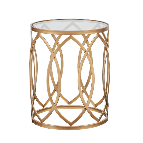 Arlo Metal Eyelet Gold/Glass Accent Table (Arlo Metal Eyelet Gold/Glass-Accent Table )