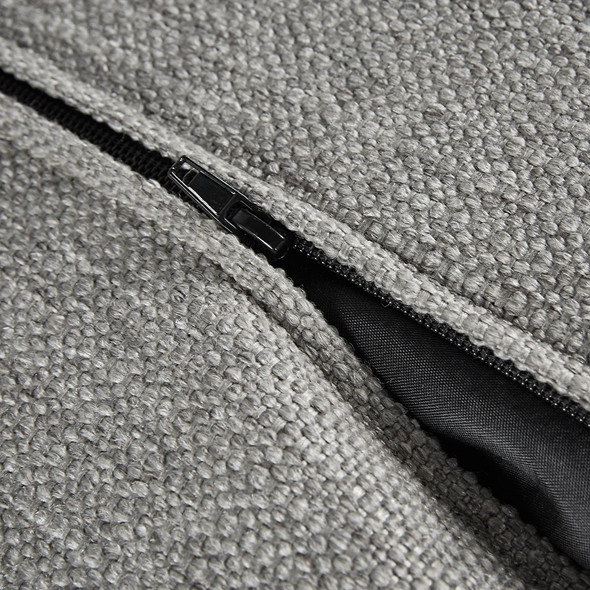Grey Kelsey Oversized Round Pouf Ottoman w/Stitching (Kelsey-Grey-Benches)