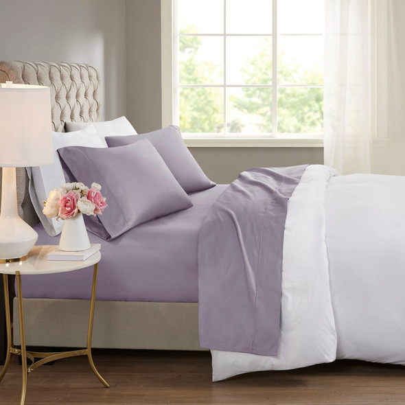 4pc Purple 600 Thread Count Cooling Treated Cotton Rich Sheet Set (600TC-Purple-Sheets)