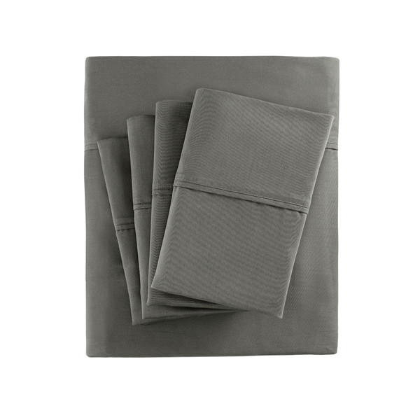 7pc Charcoal Grey 800TC Cotton Rich Sateen Sheet Set - SPLIT KING (086569349118)