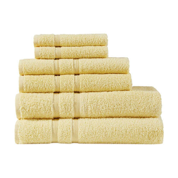 6pc Yellow 100% Turkish Cotton 6 Piece Towel Set