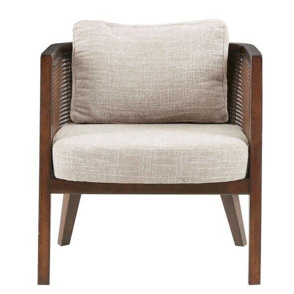 Camel Color Upholstered Accent Chair Solid Wood Frame Assembly Not Required (086569985552)