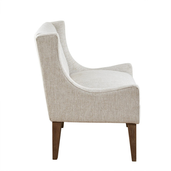 Cream Color Upholstered Accent Chair Solid Wood Legs & Frame (086569967794)