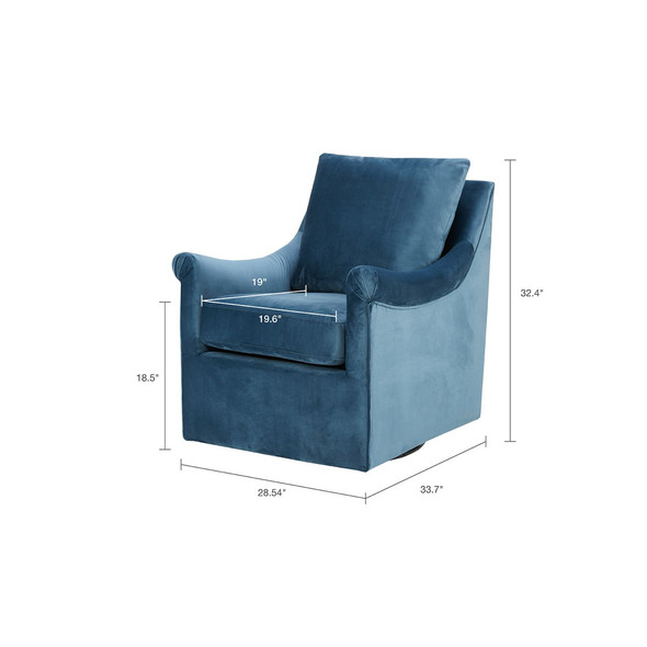 Blue Swivel Upholstered Chair w/Solid Wood Frame Black Metal Swivel (675716920180) Blue Swivel Upholstered Chair w/Solid Wood Frame Black Metal Swivel (675716920180)