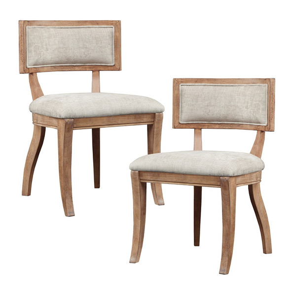  Set of 2 Beige/Light Natural Upholstered Dining Chair (675716788421)