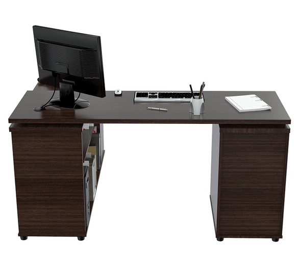 Espresso Finish 3 Drawer L Shape Computer Desk with Storage