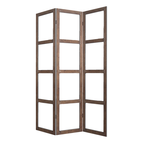 1" x 63" x 84" Brown Wood Glass  Screen