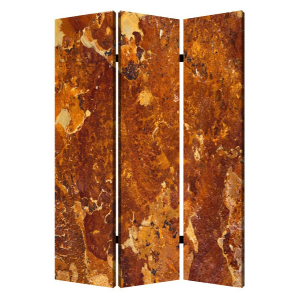 1" x 48" x 72" Multi Color Wood Canvas Brown Marble  Screen