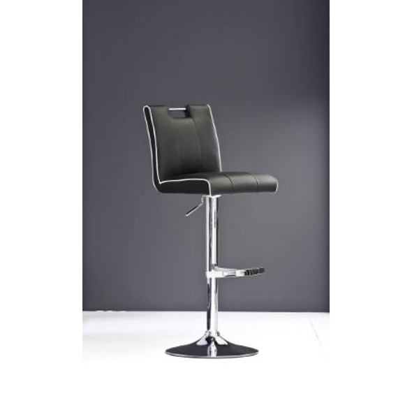 45" Black Eco Leather and Steel Bar Stool