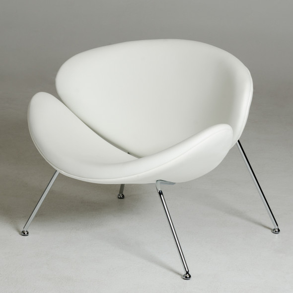28" White Leatherette Accent Chair