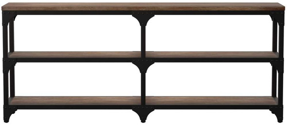 72" Rustic Weathered Oak Finish Console Storage Table