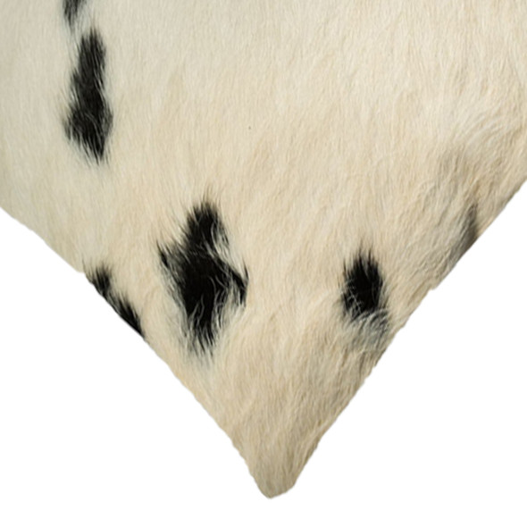 18" x 18" x 5" White And Black Cowhide  Pillow