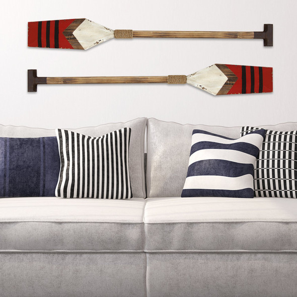 Distressed Coastal Wood Oar Wall Decor