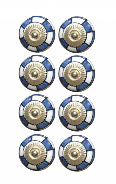 Charming Blue And Gold Set of 8 Knobs