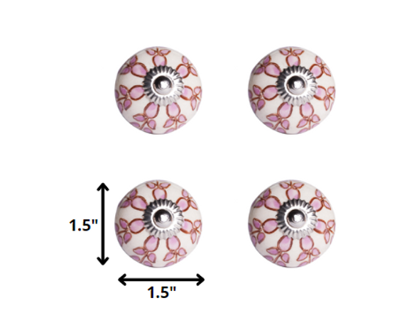 1.5" x 1.5" x 1.5" Hues Of White Pink And Burgundy  Knobs 8 Pack