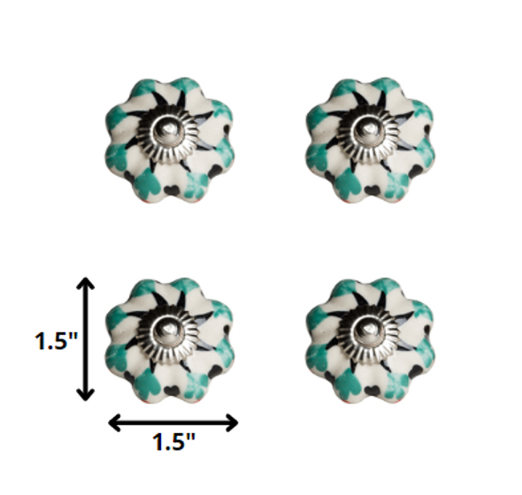1.5" x 1.5" x 1.5" Hues Of White Green And Black  Knobs 8 Pack