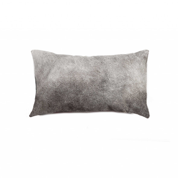 12" x 20" x 5" Grey Torino Kobe Cowhide  Pillow