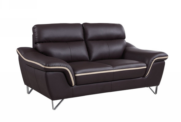 36" Contemporary Brown Leather Loveseat